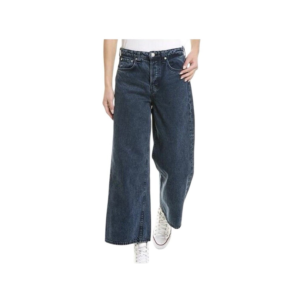 Rag & Bone Maya High Waist Wide Leg Ankle Blue Button Fly Jean Women Size 30 NWT - Picture 1 of 9